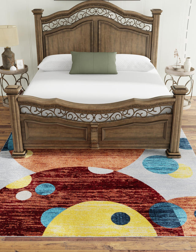 Washable Multicolor 5' 3 x 5' 3 Kamala Washable Square Area Rug Easy to Clean Stain Resistant & Durable 100% Polyester Spill-Friendly Carpet for Sale at Rug Engine