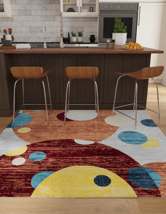 Washable Multicolor 5' 3 x 5' 3 Kamala Washable Square Area Rug Easy to Clean Stain Resistant & Durable 100% Polyester Spill-Friendly Carpet for Sale at Rug Engine
