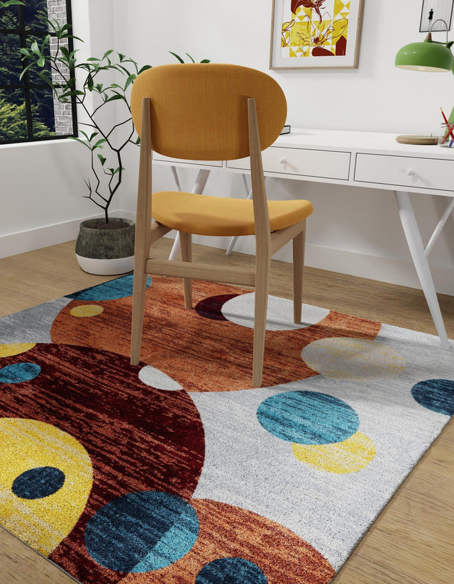 Washable Multicolor 5' 3 x 5' 3 Kamala Washable Square Area Rug Easy to Clean Stain Resistant & Durable 100% Polyester Spill-Friendly Carpet for Sale at Rug Engine