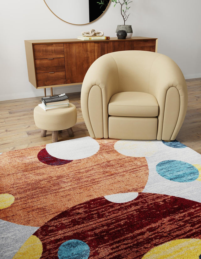 Washable Multicolor 5' 3 x 5' 3 Kamala Washable Square Area Rug Easy to Clean Stain Resistant & Durable 100% Polyester Spill-Friendly Carpet for Sale at Rug Engine