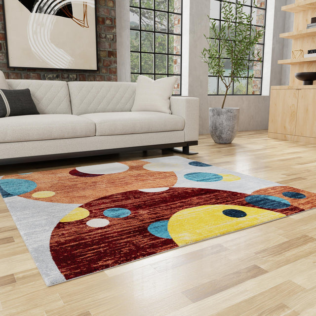 Washable Multicolor 5' 3 x 5' 3 Kamala Washable Square Area Rug Easy to Clean Stain Resistant & Durable 100% Polyester Spill-Friendly Carpet for Sale at Rug Engine