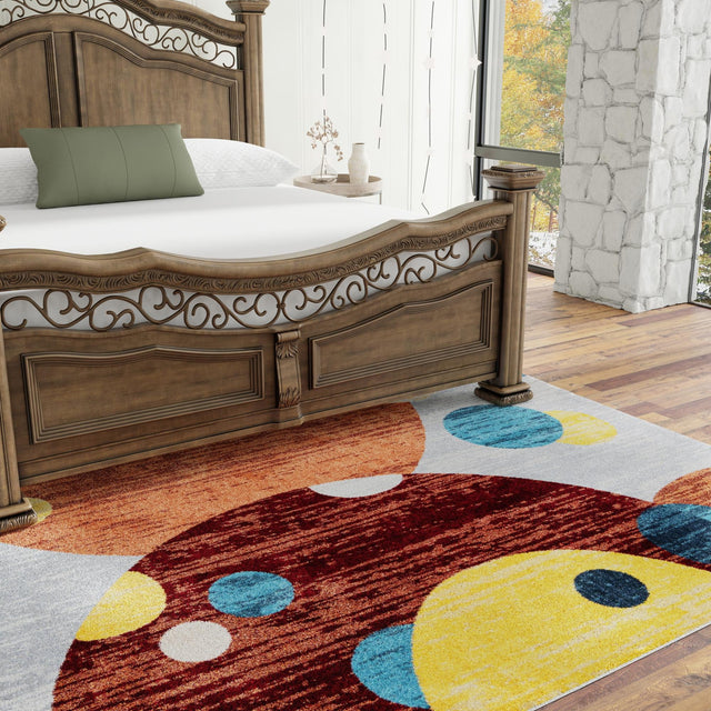 Washable Multicolor 5' 3 x 5' 3 Kamala Washable Square Area Rug Easy to Clean Stain Resistant & Durable 100% Polyester Spill-Friendly Carpet for Sale at Rug Engine