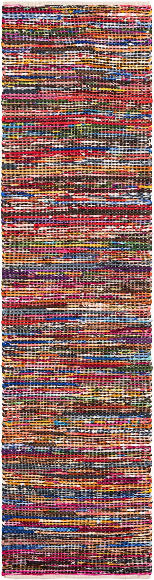 Multicolor Black 2' 7 x 10' Chindi Cotton Runner Area Rug Interior Design Home Decor Carpet Mat for Sale at Rug Engine