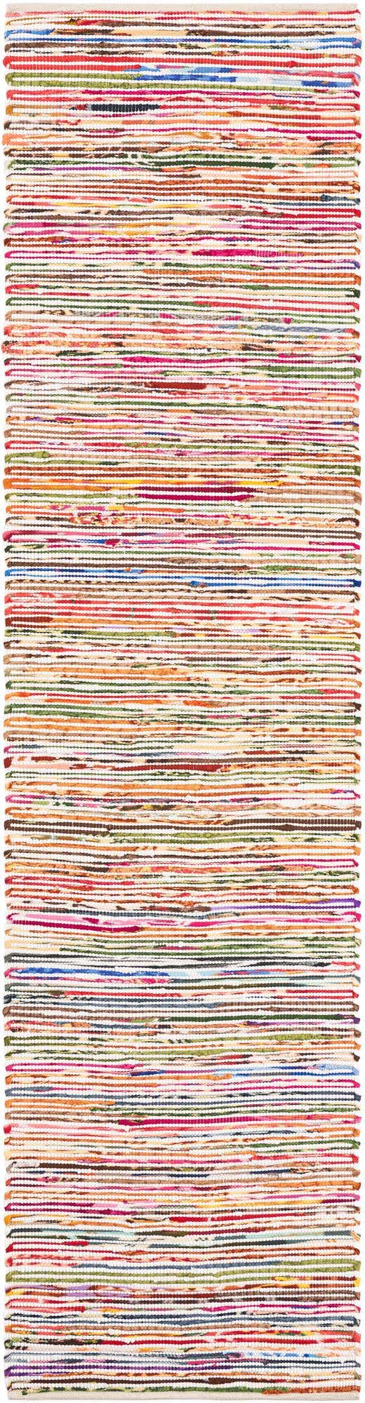 Multicolor White 2' 7 x 10' Chindi Cotton Runner Area Rug Interior Design Home Decor Carpet Mat for Sale at Rug Engine