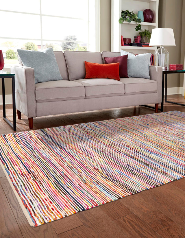 Multicolor White 10' x 14' Chindi Cotton Rectangle Area Rug Interior Design Home Decor Carpet Mat for Sale at Rug Engine