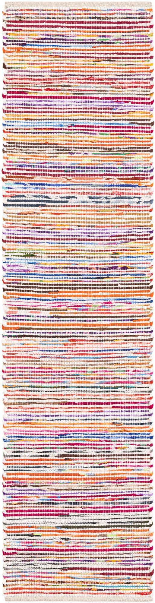 Multicolor White 2' x 8' Chindi Cotton Runner Area Rug Interior Design Home Decor Carpet Mat for Sale at Rug Engine