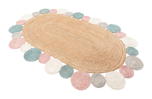 Multicolor 5' 1 x 8' Braided Jute Oval Area Rug 100% Jute Hand Braided Natural Eco-Friendly Boho Style Carpet for Living Rooms Dining Office Space Dorms for Sale at Rug Engine