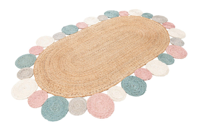 Multicolor 5' 1 x 8' Braided Jute Oval Area Rug 100% Jute Hand Braided Natural Eco-Friendly Boho Style Carpet for Living Rooms Dining Office Space Dorms for Sale at Rug Engine