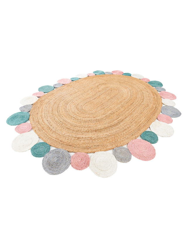 Multicolor 7' 10 x 10' Braided Jute Oval Area Rug 100% Jute Hand Braided Natural Eco-Friendly Boho Style Carpet for Living Rooms Dining Office Space Dorms for Sale at Rug Engine
