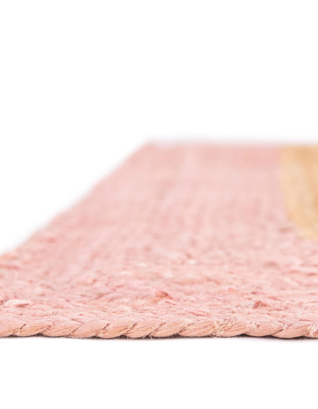 Pink White Natural 5' 1 x 8' Braided Jute Rectangle Area Rug 100% Jute Hand Braided Natural Eco-Friendly Boho Style Carpet for Living Rooms Dining Office Space Dorms for Sale at Rug Engine