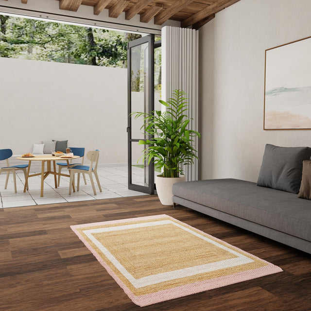 Pink White Natural 9' x 12' Braided Jute Rectangle Area Rug 100% Jute Hand Braided Natural Eco-Friendly Boho Style Carpet for Living Rooms Dining Office Space Dorms for Sale at Rug Engine