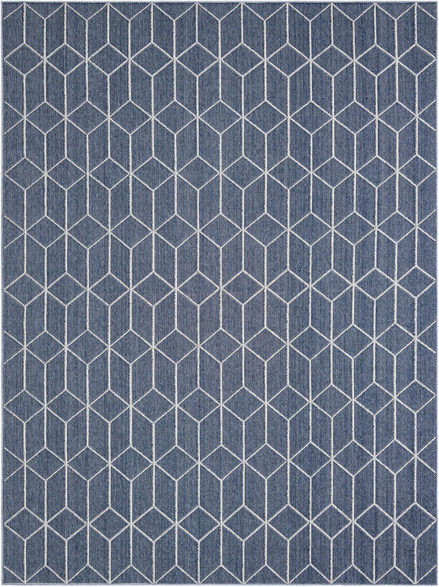 Navy Blue 10' x 14' 1 Symphony Outdoor Rectangle Area Rug Weather Resistant for Patio, Deck, Terrace, Balcony, Porch Durable Outside Carpet for Sale at Rug Engine