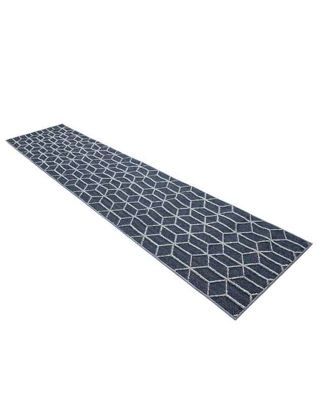 Navy Blue 2' 7 x 12' Symphony Outdoor Runner Area Rug Weather Resistant for Patio, Deck, Terrace, Balcony, Porch Durable Outside Carpet for Sale at Rug Engine