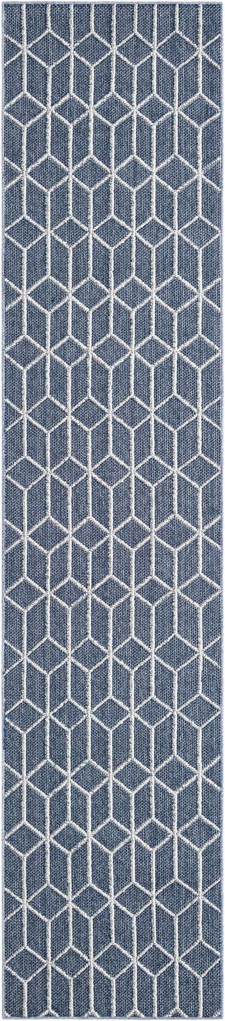 Navy Blue 2' 7 x 12' Symphony Outdoor Runner Area Rug Weather Resistant for Patio, Deck, Terrace, Balcony, Porch Durable Outside Carpet for Sale at Rug Engine