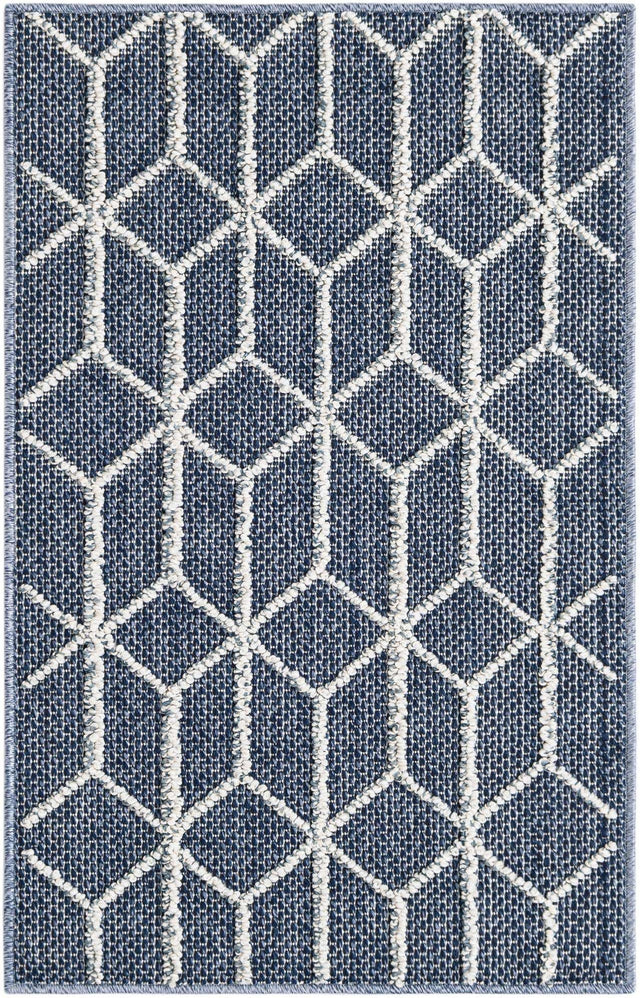 Navy Blue 2' x 3' 1 Symphony Outdoor Rectangle Area Rug Weather Resistant for Patio, Deck, Terrace, Balcony, Porch Durable Outside Carpet for Sale at Rug Engine