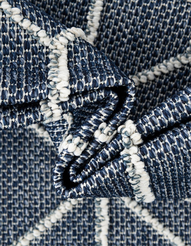 Navy Blue 9' x 12' Symphony Outdoor Rectangle Area Rug Weather Resistant for Patio, Deck, Terrace, Balcony, Porch Durable Outside Carpet for Sale at Rug Engine