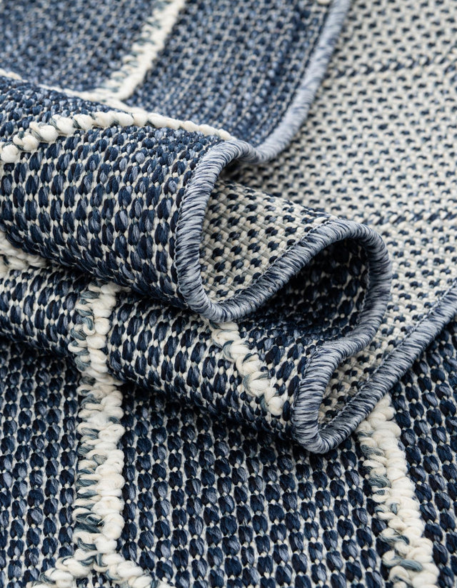 Navy Blue 2' 7 x 12' Symphony Outdoor Runner Area Rug Weather Resistant for Patio, Deck, Terrace, Balcony, Porch Durable Outside Carpet for Sale at Rug Engine