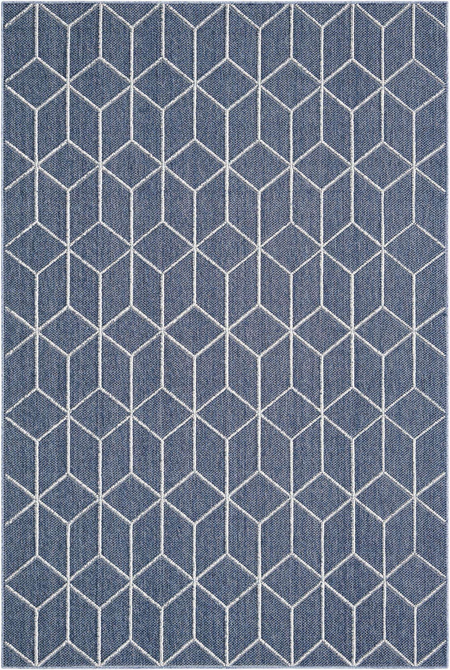 Navy Blue 6' 1 x 9' Symphony Outdoor Rectangle Area Rug Weather Resistant for Patio, Deck, Terrace, Balcony, Porch Durable Outside Carpet for Sale at Rug Engine