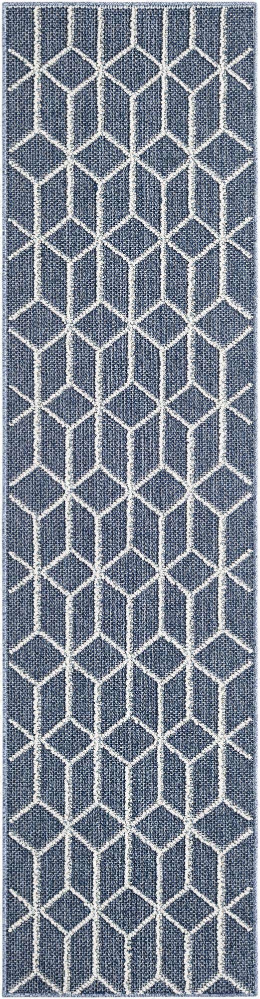 Navy Blue 2' x 8' Symphony Outdoor Runner Area Rug Weather Resistant for Patio, Deck, Terrace, Balcony, Porch Durable Outside Carpet for Sale at Rug Engine
