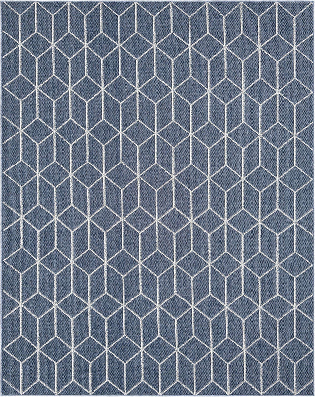 Navy Blue 7' 10 x 10' Symphony Outdoor Rectangle Area Rug Weather Resistant for Patio, Deck, Terrace, Balcony, Porch Durable Outside Carpet for Sale at Rug Engine