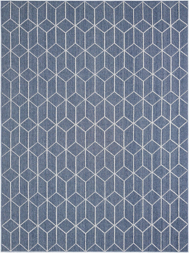 Navy Blue 9' x 12' Symphony Outdoor Rectangle Area Rug Weather Resistant for Patio, Deck, Terrace, Balcony, Porch Durable Outside Carpet for Sale at Rug Engine