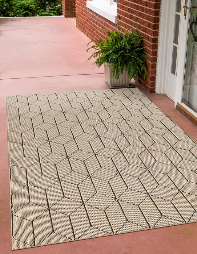 Khaki 10' x 14' 1 Symphony Outdoor Rectangle Area Rug Weather Resistant for Patio, Deck, Terrace, Balcony, Porch Durable Outside Carpet for Sale at Rug Engine