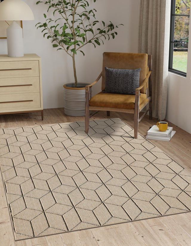 Khaki 7' 10 x 10' Symphony Outdoor Rectangle Area Rug Weather Resistant for Patio, Deck, Terrace, Balcony, Porch Durable Outside Carpet for Sale at Rug Engine