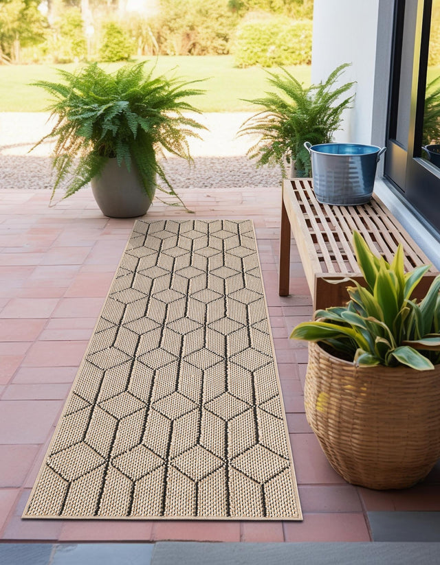Khaki 2' x 8' Symphony Outdoor Runner Area Rug Weather Resistant for Patio, Deck, Terrace, Balcony, Porch Durable Outside Carpet for Sale at Rug Engine