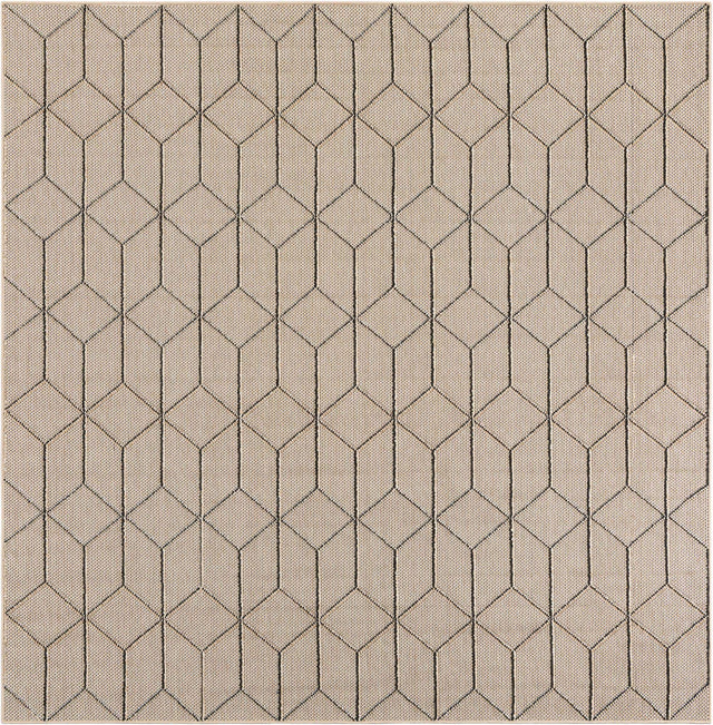 Khaki 7' 10 x 7' 10 Symphony Outdoor Square Area Rug Weather Resistant for Patio, Deck, Terrace, Balcony, Porch Durable Outside Carpet for Sale at Rug Engine