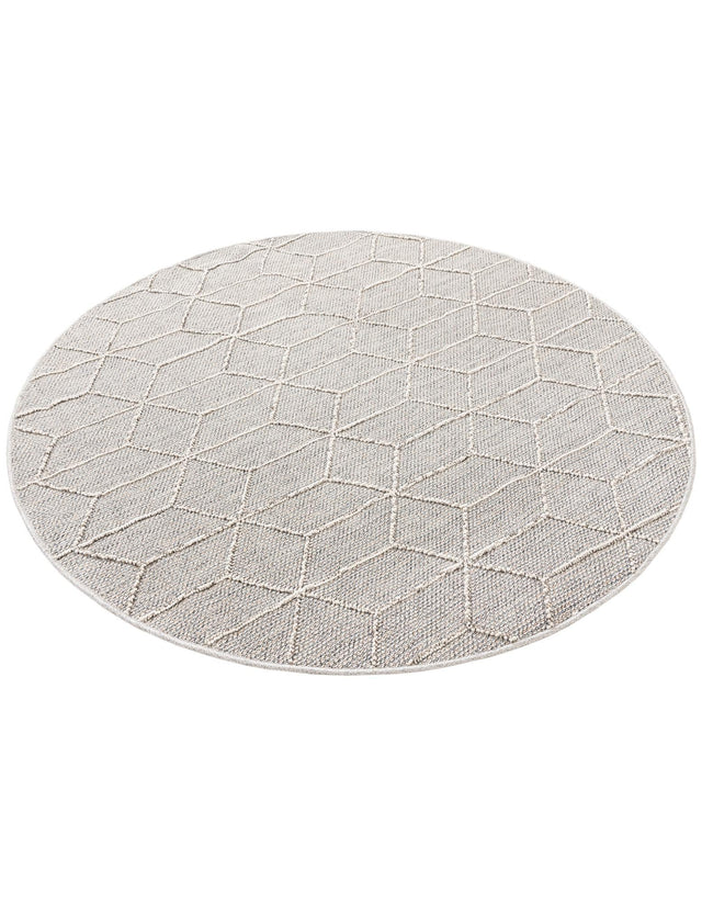 Light Gray 5' 3 x 5' 3 Symphony Outdoor Round Area Rug Weather Resistant for Patio, Deck, Terrace, Balcony, Porch Durable Outside Carpet for Sale at Rug Engine