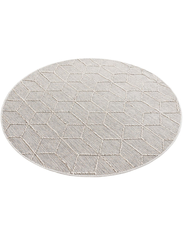Light Gray 5' 3 x 5' 3 Symphony Outdoor Round Area Rug Weather Resistant for Patio, Deck, Terrace, Balcony, Porch Durable Outside Carpet for Sale at Rug Engine