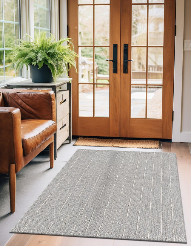 Light Gray 6' 1 x 9' Symphony Outdoor Rectangle Area Rug Weather Resistant for Patio, Deck, Terrace, Balcony, Porch Durable Outside Carpet for Sale at Rug Engine