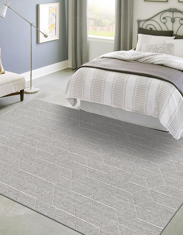 Light Gray 6' 1 x 9' Symphony Outdoor Rectangle Area Rug Weather Resistant for Patio, Deck, Terrace, Balcony, Porch Durable Outside Carpet for Sale at Rug Engine