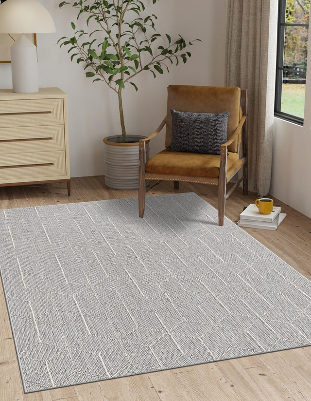 Light Gray 2' x 3' 1 Symphony Outdoor Rectangle Area Rug Weather Resistant for Patio, Deck, Terrace, Balcony, Porch Durable Outside Carpet for Sale at Rug Engine