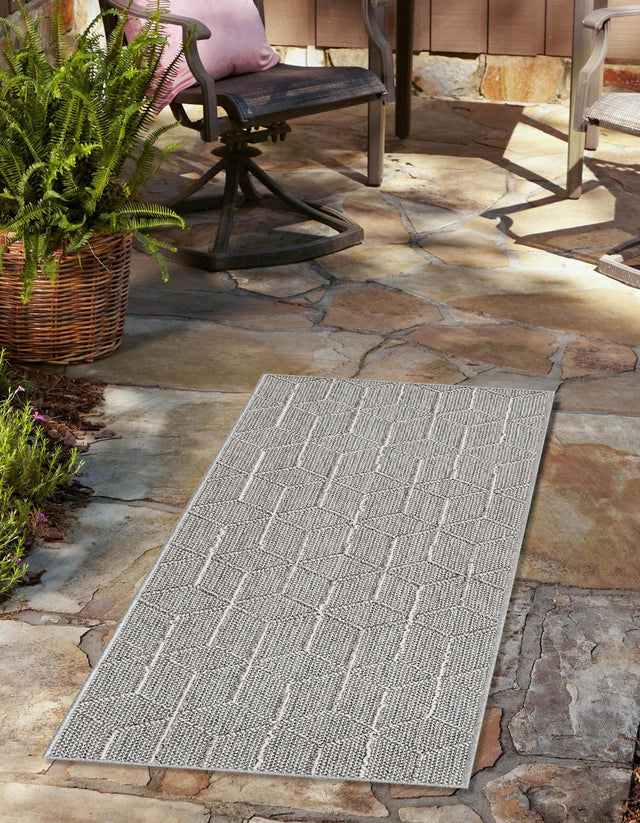 Light Gray 2' x 6' 1 Symphony Outdoor Runner Area Rug Weather Resistant for Patio, Deck, Terrace, Balcony, Porch Durable Outside Carpet for Sale at Rug Engine