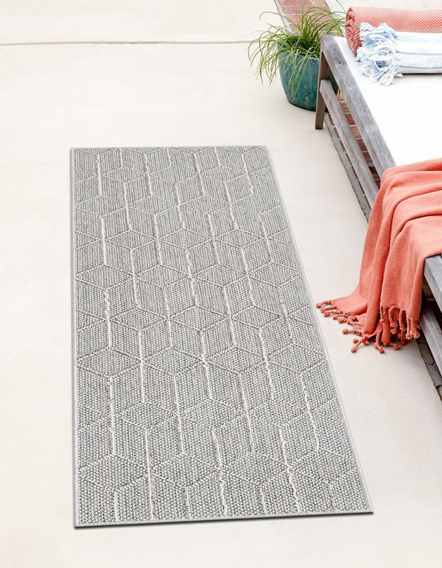 Light Gray 2' x 6' 1 Symphony Outdoor Runner Area Rug Weather Resistant for Patio, Deck, Terrace, Balcony, Porch Durable Outside Carpet for Sale at Rug Engine