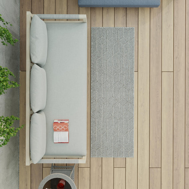 Light Gray 2' x 6' 1 Symphony Outdoor Runner Area Rug Weather Resistant for Patio, Deck, Terrace, Balcony, Porch Durable Outside Carpet for Sale at Rug Engine
