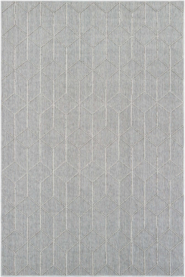 Light Gray 6' 1 x 9' Symphony Outdoor Rectangle Area Rug Weather Resistant for Patio, Deck, Terrace, Balcony, Porch Durable Outside Carpet for Sale at Rug Engine