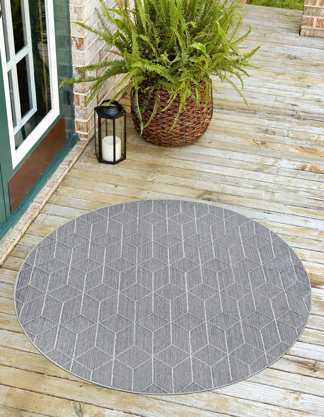 Light Blue 3' 1 x 3' 1 Symphony Outdoor Round Area Rug Weather Resistant for Patio, Deck, Terrace, Balcony, Porch Durable Outside Carpet for Sale at Rug Engine