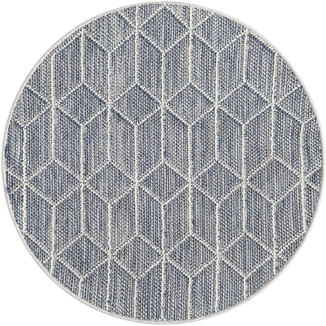 Light Blue 3' 1 x 3' 1 Symphony Outdoor Round Area Rug Weather Resistant for Patio, Deck, Terrace, Balcony, Porch Durable Outside Carpet for Sale at Rug Engine