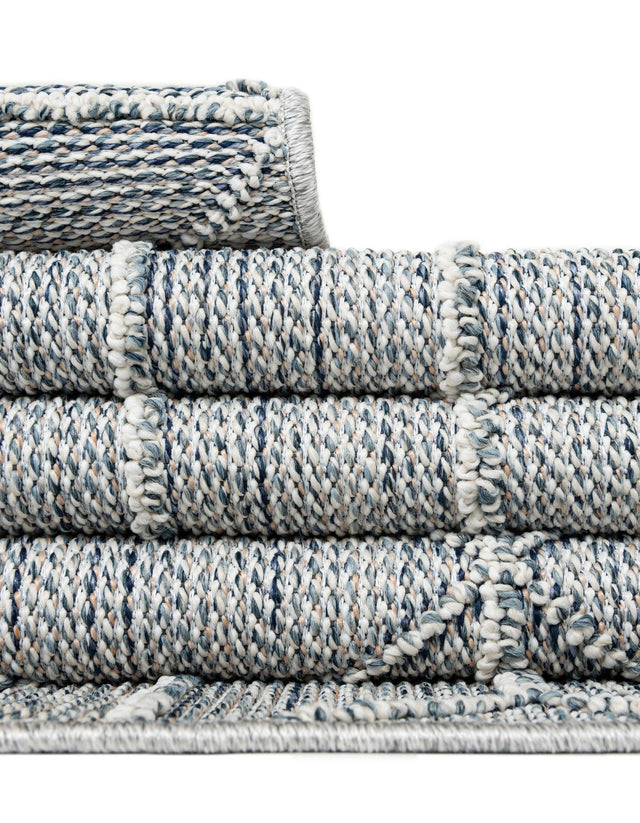 Light Blue 4' 1 x 6' 1 Symphony Outdoor Rectangle Area Rug Weather Resistant for Patio, Deck, Terrace, Balcony, Porch Durable Outside Carpet for Sale at Rug Engine
