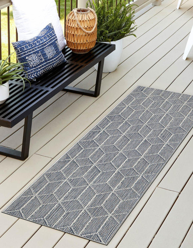 Light Blue 2' x 6' 1 Symphony Outdoor Runner Area Rug Weather Resistant for Patio, Deck, Terrace, Balcony, Porch Durable Outside Carpet for Sale at Rug Engine