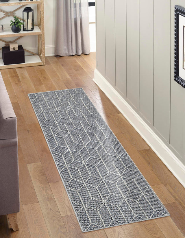 Light Blue 2' x 6' 1 Symphony Outdoor Runner Area Rug Weather Resistant for Patio, Deck, Terrace, Balcony, Porch Durable Outside Carpet for Sale at Rug Engine