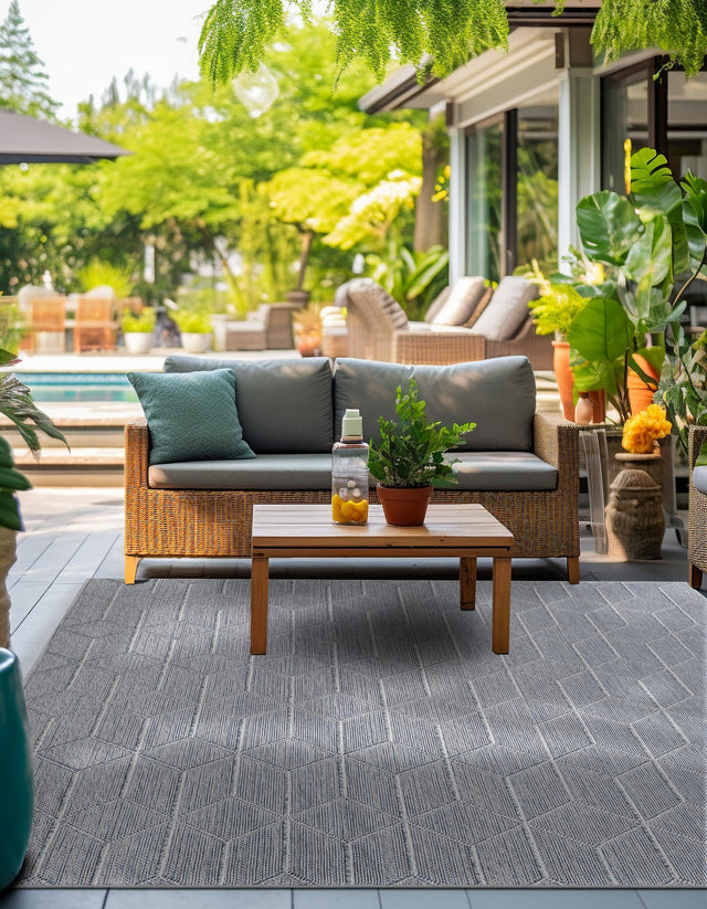 Light Blue 7' 10 x 7' 10 Symphony Outdoor Square Area Rug Weather Resistant for Patio, Deck, Terrace, Balcony, Porch Durable Outside Carpet for Sale at Rug Engine