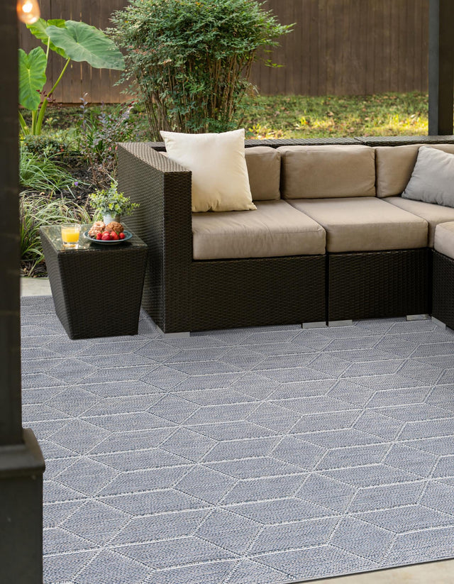 Light Blue 7' 10 x 7' 10 Symphony Outdoor Square Area Rug Weather Resistant for Patio, Deck, Terrace, Balcony, Porch Durable Outside Carpet for Sale at Rug Engine
