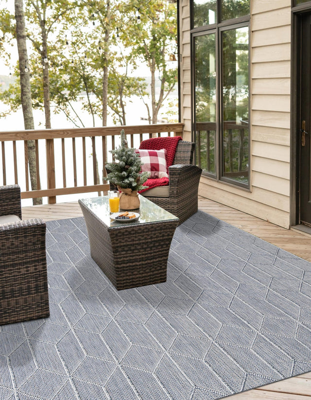Light Blue 7' 10 x 7' 10 Symphony Outdoor Square Area Rug Weather Resistant for Patio, Deck, Terrace, Balcony, Porch Durable Outside Carpet for Sale at Rug Engine