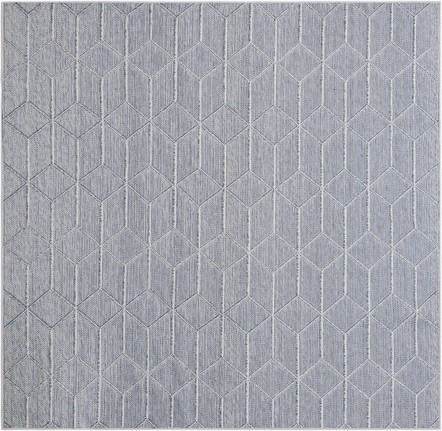 Light Blue 7' 10 x 7' 10 Symphony Outdoor Square Area Rug Weather Resistant for Patio, Deck, Terrace, Balcony, Porch Durable Outside Carpet for Sale at Rug Engine
