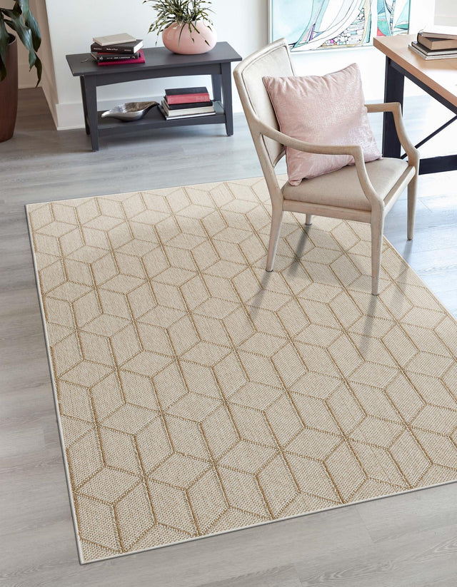 Beige 7' 10 x 10' Symphony Outdoor Rectangle Area Rug Weather Resistant for Patio, Deck, Terrace, Balcony, Porch Durable Outside Carpet for Sale at Rug Engine
