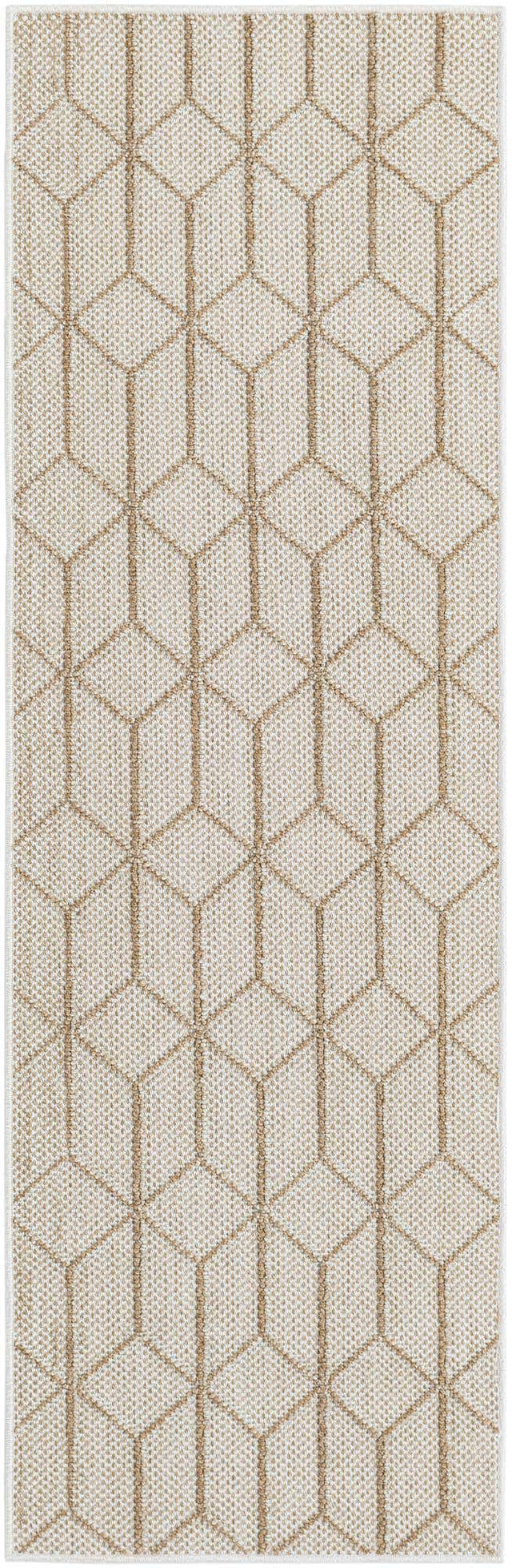 Beige 2' x 6' 1 Symphony Outdoor Runner Area Rug Weather Resistant for Patio, Deck, Terrace, Balcony, Porch Durable Outside Carpet for Sale at Rug Engine