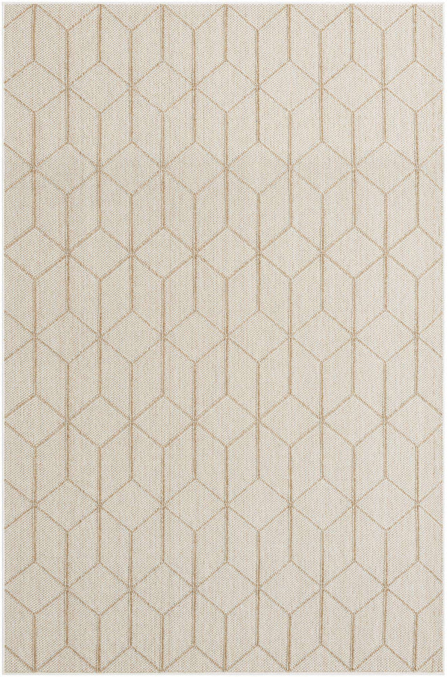 Beige 6' 1 x 9' Symphony Outdoor Rectangle Area Rug Weather Resistant for Patio, Deck, Terrace, Balcony, Porch Durable Outside Carpet for Sale at Rug Engine